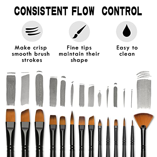 Brusarth B-8814 Paint Brushes Set, 14 Pcs Artist Brush For Acrylic Oil Watercolor Gouache Artist Professional Painting Kits thumb #2