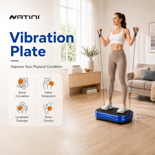 Image of Natini Vibration Plate Exercise Machine - Power Vibrating Plate for Lymphatic Drainage,Whole Body Workout Machine for Women Weight Loss Home Fitness,