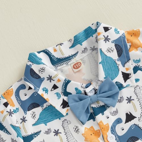 Image of Owl's-Yard Baby Boy Easter Outfits Rabbit Carrot Short Sleeve Button Down Shirts and Solid Color Shorts 2 Pcs Summer Set