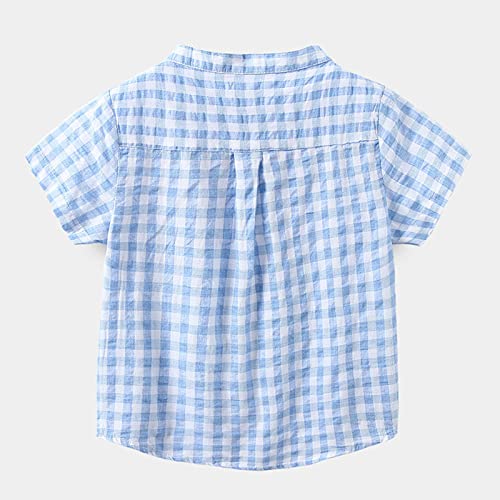 Toddler Boys Short Sleeve Gingham Shirts Summer Button Down Plaid T-Shirt Baby Seersucker Toddler Girl Summer Outfits2