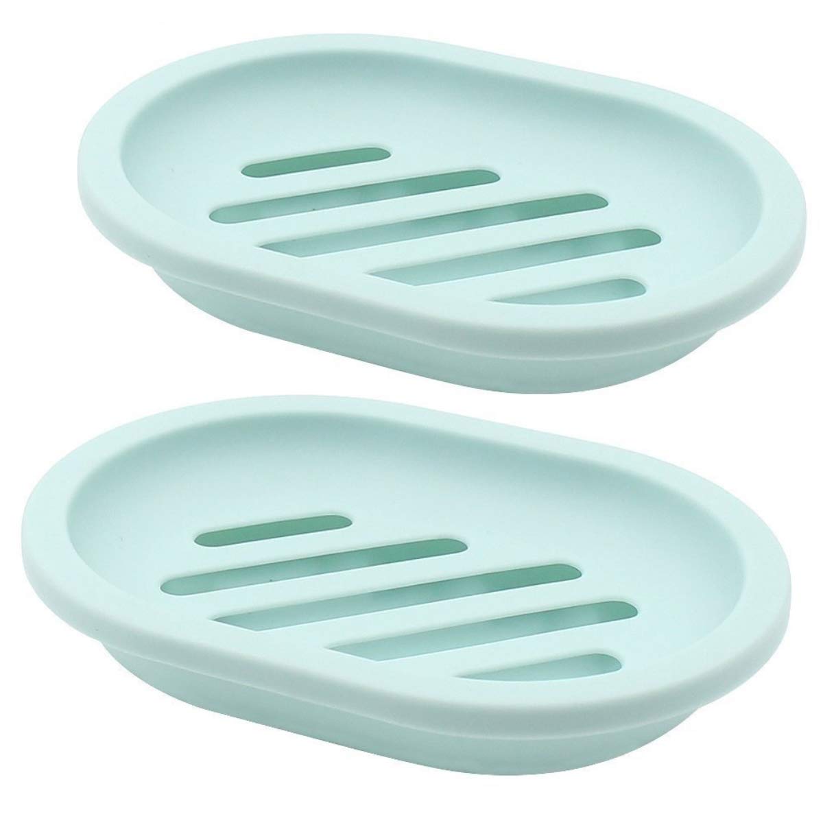 Topsky 2-Pack Soap Dish with Drain, Soap Holder, Soap Saver, Easy Cleaning, Dry, Stop Mushy Soap (Green)