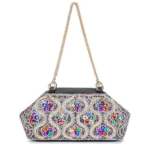 Image of BBTT.ful Flower Evening Handbags Crystals Clutch Purses Rhinestone Shoulder Crossbody Bag