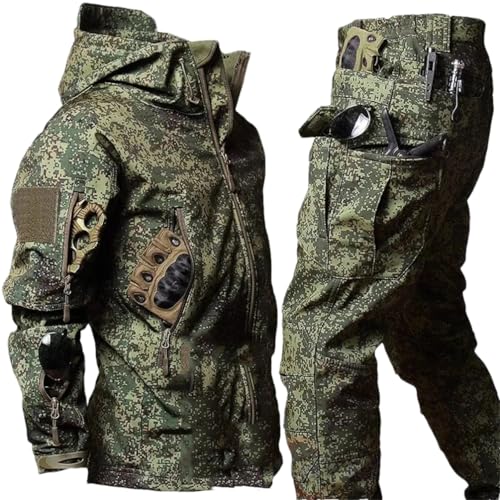 Ensemble tactique militaire d'hiver imperméable veste de motard multi-poches