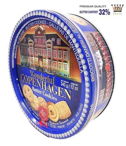 Danish Butter Cookies 340g (12 Ounce) with 32% Butter Content - in Wonderful Copenhagen Tin with Embossed Lid by Jacobsens of Denmark - Traditional Biscuit Tin Gift - Image 5