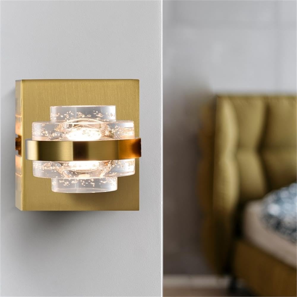 Pemberly Row 6" ETL Certified Integrated LED Wall Sconce, Antique Brass Finish, Acrylic Bubble Shade, Dimmable Ambient Lighting, 3000K Soft White, Aluminum Construction, Transitional Style for Dry