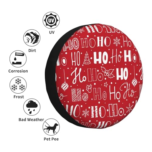 Image of Christmas Ho Ho Ho Spare Tire Cover Winter Weatherproof Universal Wheel Protectors Christmas New Year Wheel Covers for Rv Camper Travel Trailer SUV Truck 17 Inch Holiday Xmas Decor