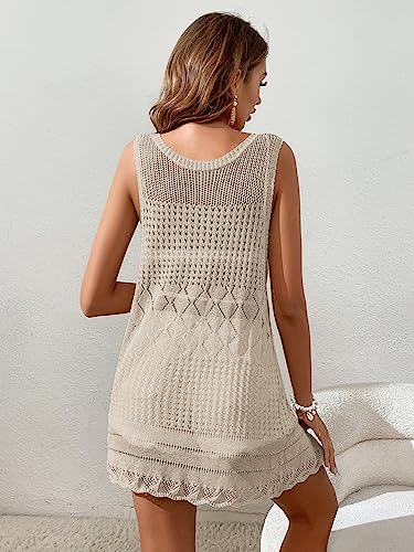 Verdusa Women's Sleeveless Hollow Out Knit Crochet Vest Cardigan Kimono Coat2
