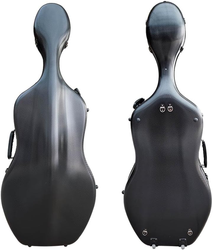 Vetimobato Ultra-Lightweight Braided Carbon Fiber Cello Case 4/4 Full Size Hard Shell with Wheels,Backpack Straps,Bow Holders ca. 3.6kg (Black)