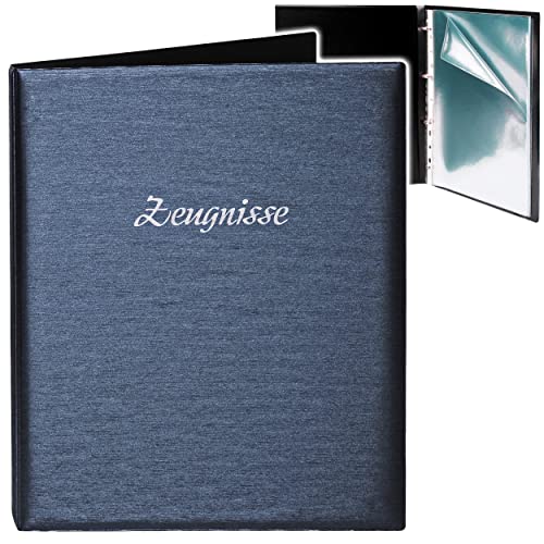 alles-meine.de GmbH A4 - Ringbuch/Zeugnisringbuch - Zeugnisse 3D Metallic Effekt - blau/dunkelblau - Erweiterbar für Einsteckseiten + Einlagen - A 4 - Zeugnismappe ..