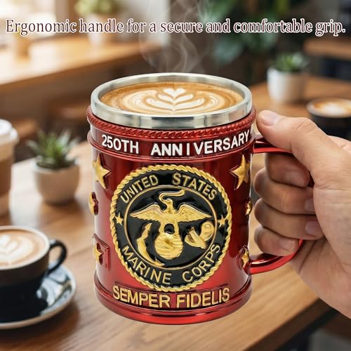 Taza de acero inoxidable USMC 15oz Rojo miniatura 4