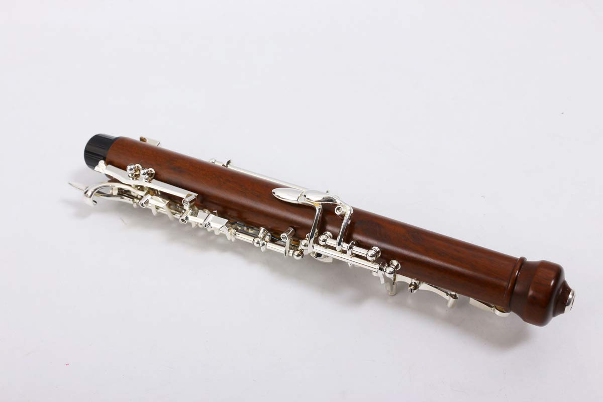 Yinfente Oboe professionale in palissandro placcato argento chiave C sinistra F risonanza semiautomatica strumento a fiato con ance per oboe e guanti, custodia in pelle + borsa per il trasporto e