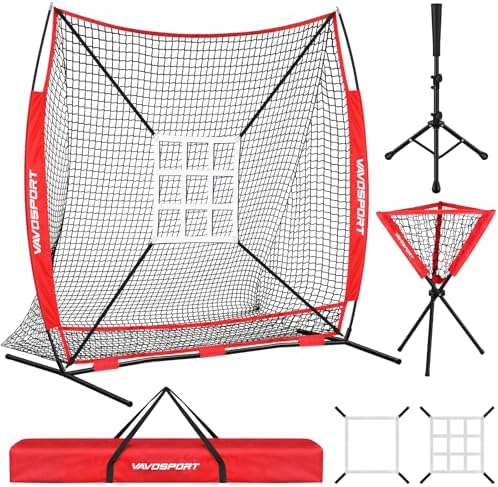 VAVOSPORT 7x7' Baseball & Softball Net for Batting Pitching Hitting ...