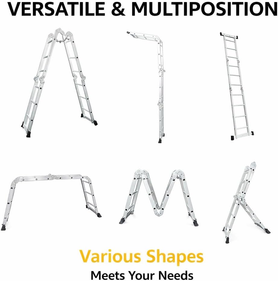 LIVINX Multi-Position Folding Ladder, Heavy Duty Aluminum Extension Step Ladder, 7.9 FT, Combination Ladder with Reinforced Joints and Non-Slip Feet