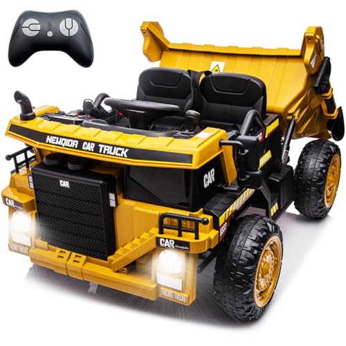 NEWQIDA Ride on Dump Truck, 12V Kids Electric Car with Remote Control for Toddlers Ride on Construction Vehicles with El - Detailed View