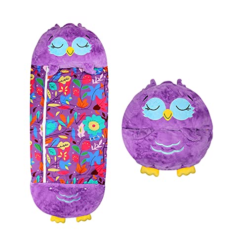Happy Sleeping Bag for Kids, 2 in 1 Cartoon Animals Kids Sleeping Bag with Pillow Stuffed Animal, Warm Nap Pillow, Sleeping Bag Pillow for Girls Children Gifts (A)