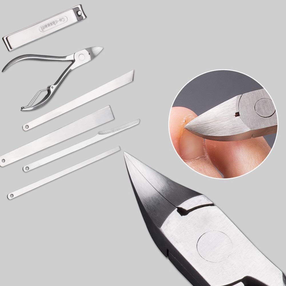 Nagelknipser Set 19 STÜCKE Multifunktionale Edelstahlpflege Maniküre Akne Extraktor Nagel Clipper Set Pediküre Ohr Pick Pinzette Trimmer für Fußnägel und Fingernägel (Color : Black Gray)