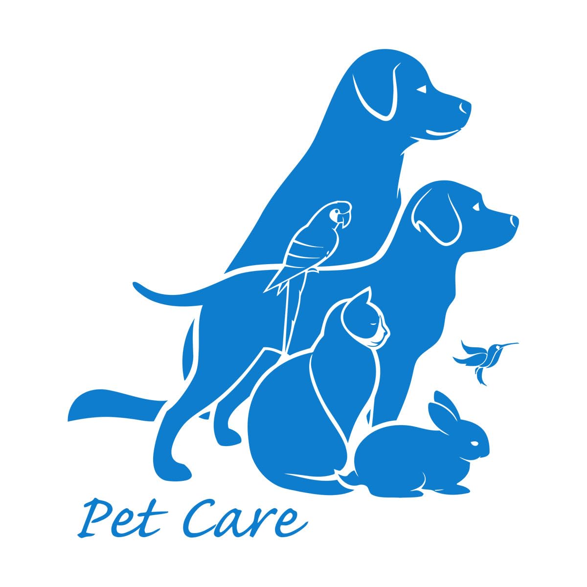 Pet Care Dog Cat Parrot Rabbit Home Animals Wall Decals PVC 36x40.3cm It Won't Fall Off Small Blue