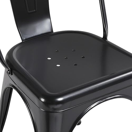 Miniatura 8 de Yaheetech Metal Dining Chairs Set of 4, Industrial Stackable Kitchen Chairs with Back for Dining Room/Restaurant/Bistro/Patio, Indoor & Outdoor Use,