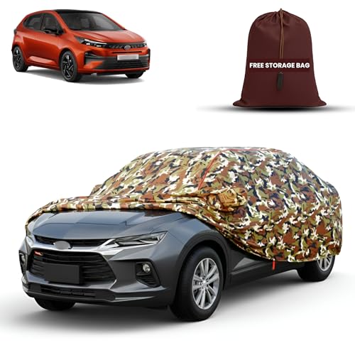 Image of MORNYRAY Car Cover for Tata Altroz | Fully Waterproof Car Body Cover | with Mirror & Antenna Pocket | Dustproof, Windproof & Anti-Scratch Lining, Camouflage