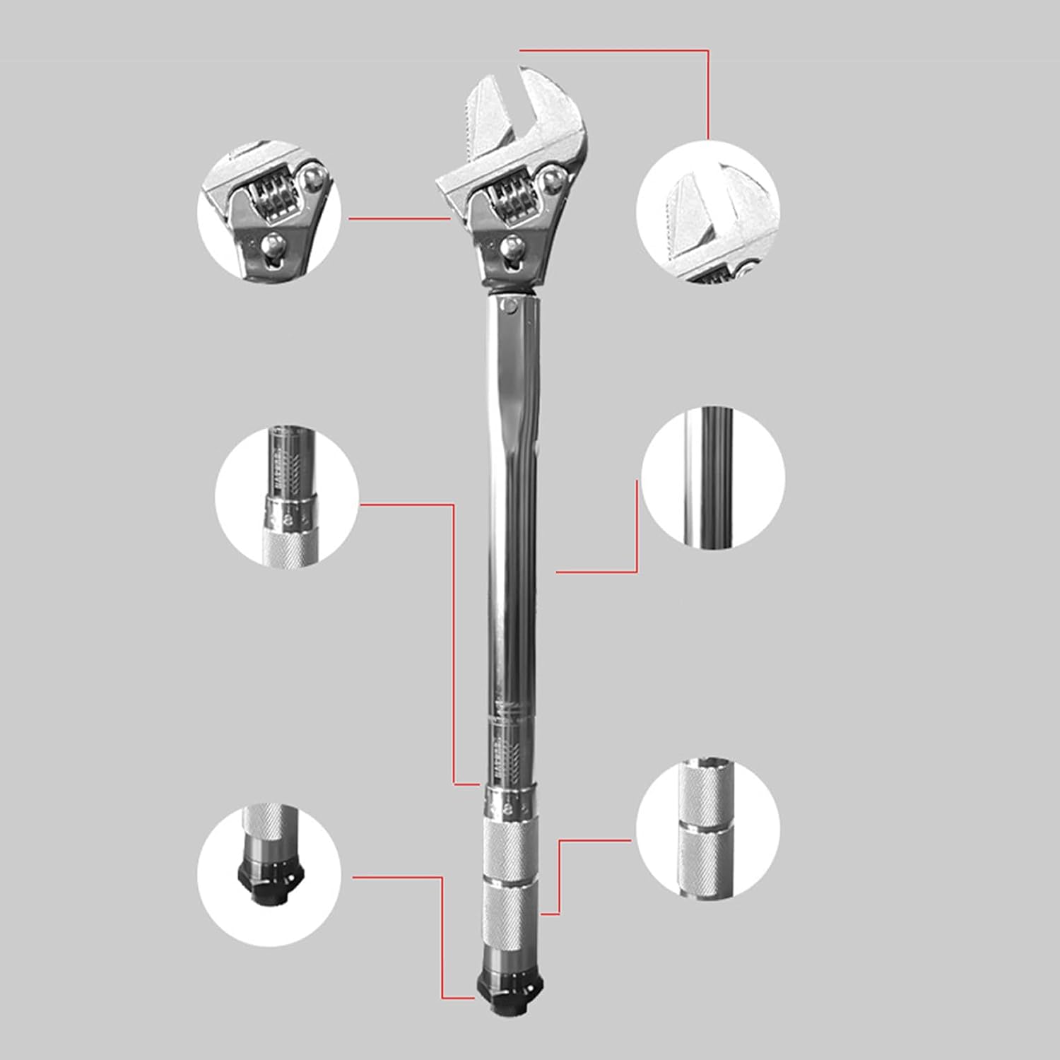 Adjustable Wrench,Adjustable Torque Wrench Spanner for Mini Split and Refrigeration System Heavy duty Wrench with Quick Release 19-110NM, 41cm, As Show