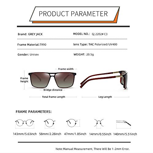Image of grey jack Oversized Polarized Sunglasses Stylish,Large Size Rectangular Sunglasses UV Protection for Men Women S2202