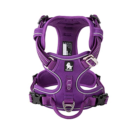 WINHYEPET True Love No Pull Dog Harness Extra Reflective Pet Harness for Small Medium Large Dogs Adjustbale for Running Walking Padded Soft Mesh Vest Easy Control TLH56512(Purple,XS)