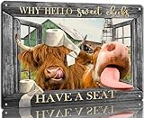 Photo Gallery lineerby targa da bagno con scritta "hello sweet cheeks", divertente decorazione da parete con mucca delle highlands, 20,3 x 30,5 cm, in metallo, stile vintage, decorazione da parete, impermeabile, Photo Gallery lineerby targa da bagno con scritta "hello sweet cheeks", divertente decorazione da parete con mucca delle highlands, 20,3 x 30,5 cm, in metallo, stile vintage, decorazione da parete, impermeabile,