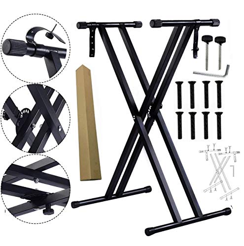 Kadence Keyboard Stand - Heavy-Duty Piano Stand (Nk13-3Kg Dual Braced) - Piano Keyboard Stand With Locking Straps - Keyboard Double X Stand - Keyboard Music Stand For Kids & Adults (Black) #TOP4