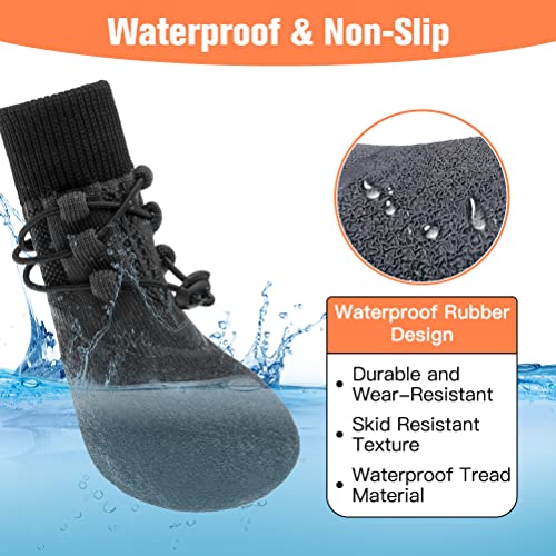Kooltail Anti-Slip Dog Boots 4 Packs - Adjustable Dog Socks With Shoelace, Waterproof Dog Sock Shoe For All Seasons, Super Durable Pet Paw Protector For Indoor And Outdoor, Medium And Large Dogs #TOP2