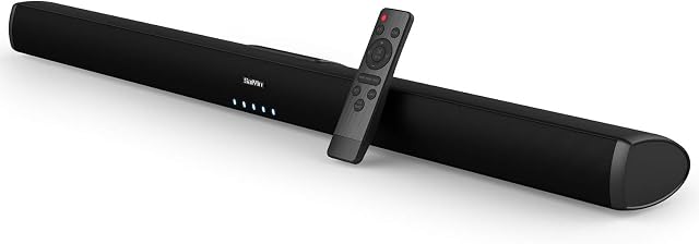 Saiyin Sound Bars for TV, Wired and Wireless Bluetooth 5.0 TV Stereo Speakers Soundbar 32 Inch Home Theater Surround Sound System Optical/Coaxial/RCA Connection, Wall Mountable