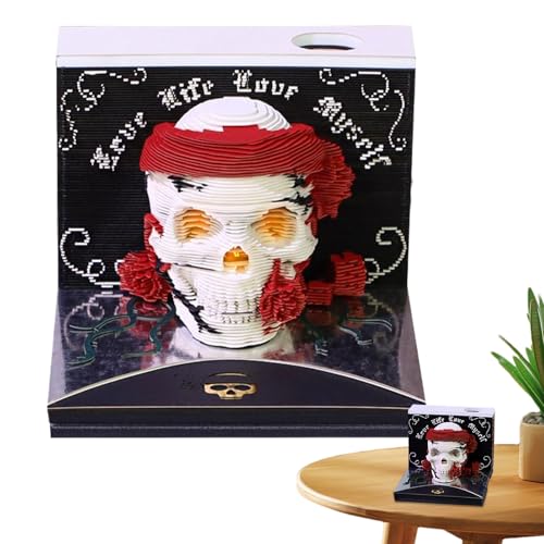 Calendrier 3D tête de mort pour décorer votre bureau et étagère de chambre