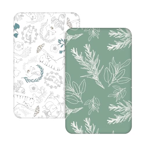 Image of Soarwg Kids Mini Crib Sheets, Mini Crib Sheets Neutral for Boys and Girls, Soft Breathable Stretchy Baby Pack N Play Sheets, Universal Fitted Most Mini Crib Mattresses and Standard Portable Playard