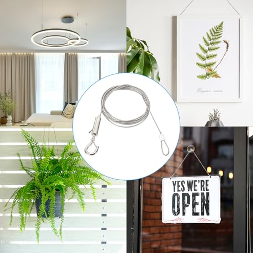 Image of PATIKIL 4 Pcs Adjustable Picture Hanging Wire Kit, 2m /6.6ft Fit for 1.5mm Wire Heavy Duty Stainless Steel Wire Rope Hanger Hardware with Loop and Hooks for Hanging Mirrors, Frames