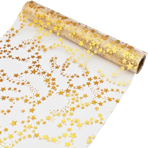 Organza Tischläufer Sterne, Tischläufer Weihnachten Gold, Tischdecke...