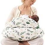 Momcozy Original Nursing Pillow for Breastfeeding, Plus Size Breastfeeding Pillows for More Support, with Adjustable Waist Strap and Removable Cotton Cover, Spring Leaves