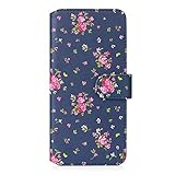 32nd Floral Series 2.0 - tui Portefeuille en Cuir PU Design Floral pour Motorola Moto G8 Power, Housse Concevoir avec Fentes CB et Fermeture Magntique - Rose Retro Indigo