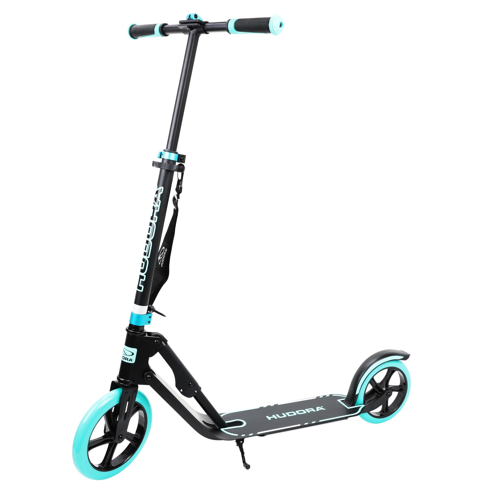 Hudora Scooter for Adults - Folding Adult Scooters Adjustable Height, Scooters for Teens 12 Years and up, Kick Scooter for Outdoor Use, Lightweight Durable All-Aluminum Frame