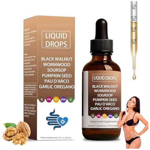 Vincofoo Nutralis Black Walnut Wormwood Gut Cleanse, gouttes de clou de girofle en noyer noir, avec corossol, graines de citrouille, PAU D'arco, ail origan, améliore l'affaissement, soulève et