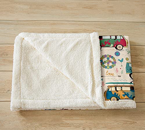 Loussiesd Kids Great Camping Fleece Throw Blanket Colorful Camper Sherpa Blanket Boys Rustic Camping Van RV Plush Blanket Farmhouse Fuzzy Blanket for Sofa Bed,Single 50x60 Inch - Image 3