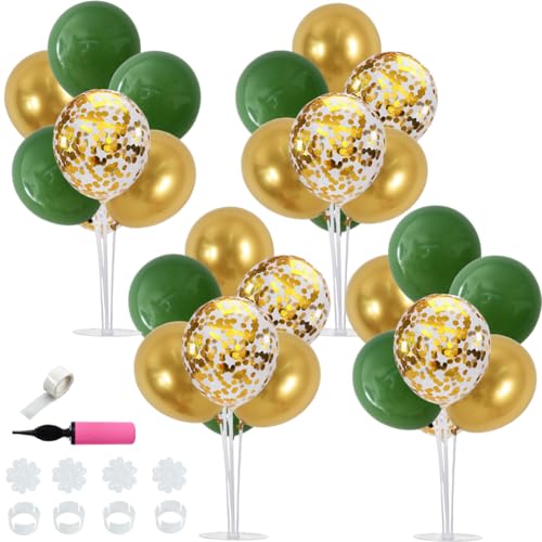 Image of TONIFUL 4 Set Sage Green Gold Balloon Stand Balloon Centerpieces for Table