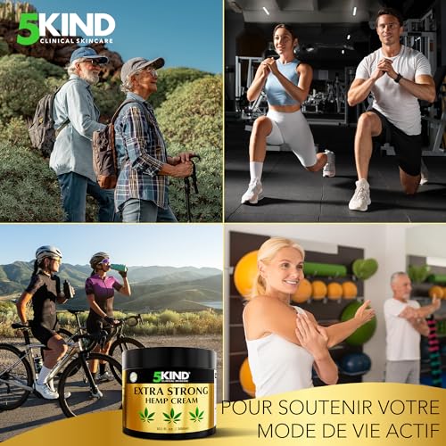 5kind Crème au chanvre ultra puissante 300ml - Huile de chanvre et arnica ultra puissantes - Pour les muscles, pieds, genoux, cou, épaules - Gel de massage riche en extraits naturels – Image 4