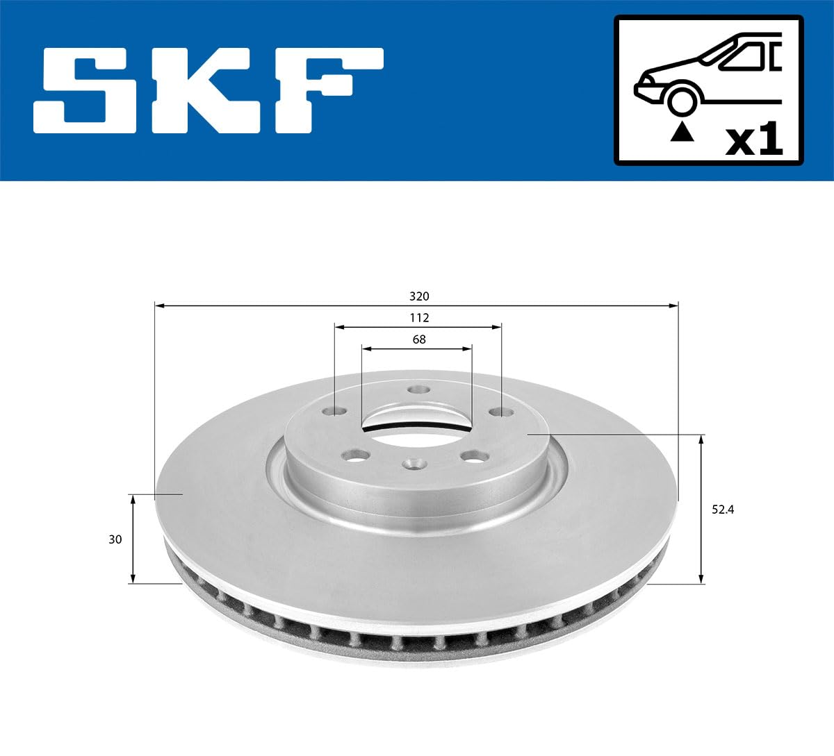 2x SKF Disco de freno Delantero Ø320mm Altura: 52,1mm Espesor: 30mm Corona de Agujeros - Ø: 112mm ventilación interna VKBD 80178 V1 Compatible con AUDI A4 B8 Avant 8K5 A6 C7 Avant 4G5, 4GD Q5 8RB