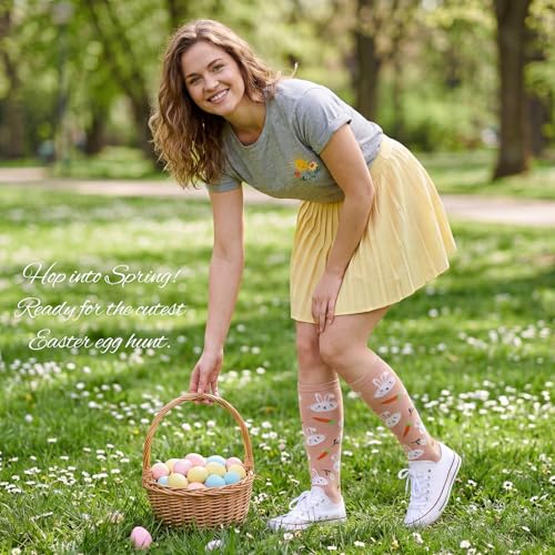 Image of American Trends Women's Knee High Socks, Novelty Holiday Printed Tall Tube Socks, Casual & Party Athletic Sports Stockings