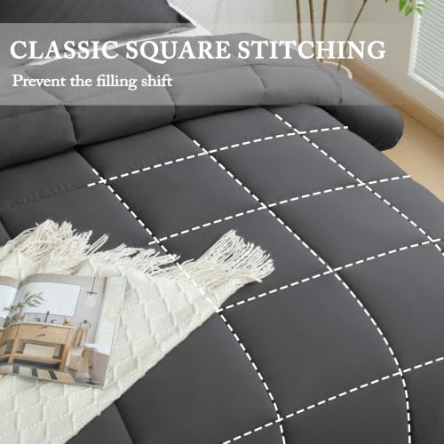Image of HIG 3pc Gray Full Size Bedding Comforter Set Duvet Insert Blanket