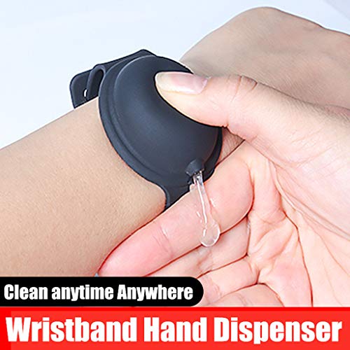 Fewear Hand Sanitazer Dispensing Portable Bracelet Wristband Hand Dispenser Silicone Refillable Wristband (Black)