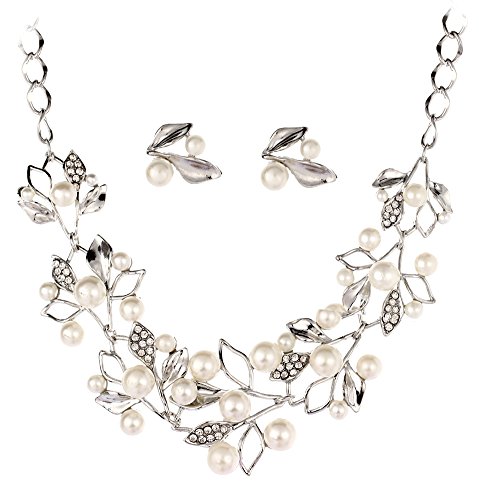 Shining Diva Fashion 18k Gold & Silver Plated Pearl Jewellery Set...