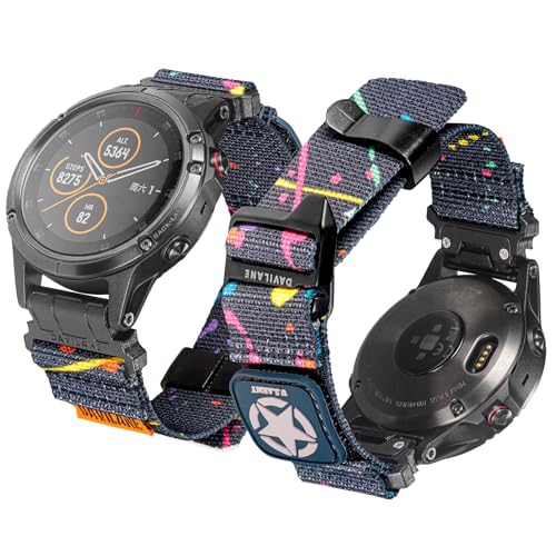 26mmガーミン交換バンド Instinct 2X/2X Solar/3 Solar 50mm,Tactix 8 AMOLED 51mm/8 Solar 51mm,Fenix 5X/5X Plus対応 Gフックとバッジデザインナイロンガーミンウォッチバンド