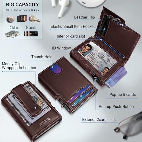 miyozi Wallet for Men Magnetic Minimalist Slim with Pop Up Card Holder 9 Cards RFID - image 2