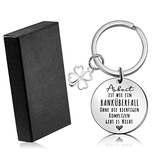 Abschiedsgeschenk Für Kollegin - Edelstahl Schlüsselanhänger Mit Herz & Regenbogen