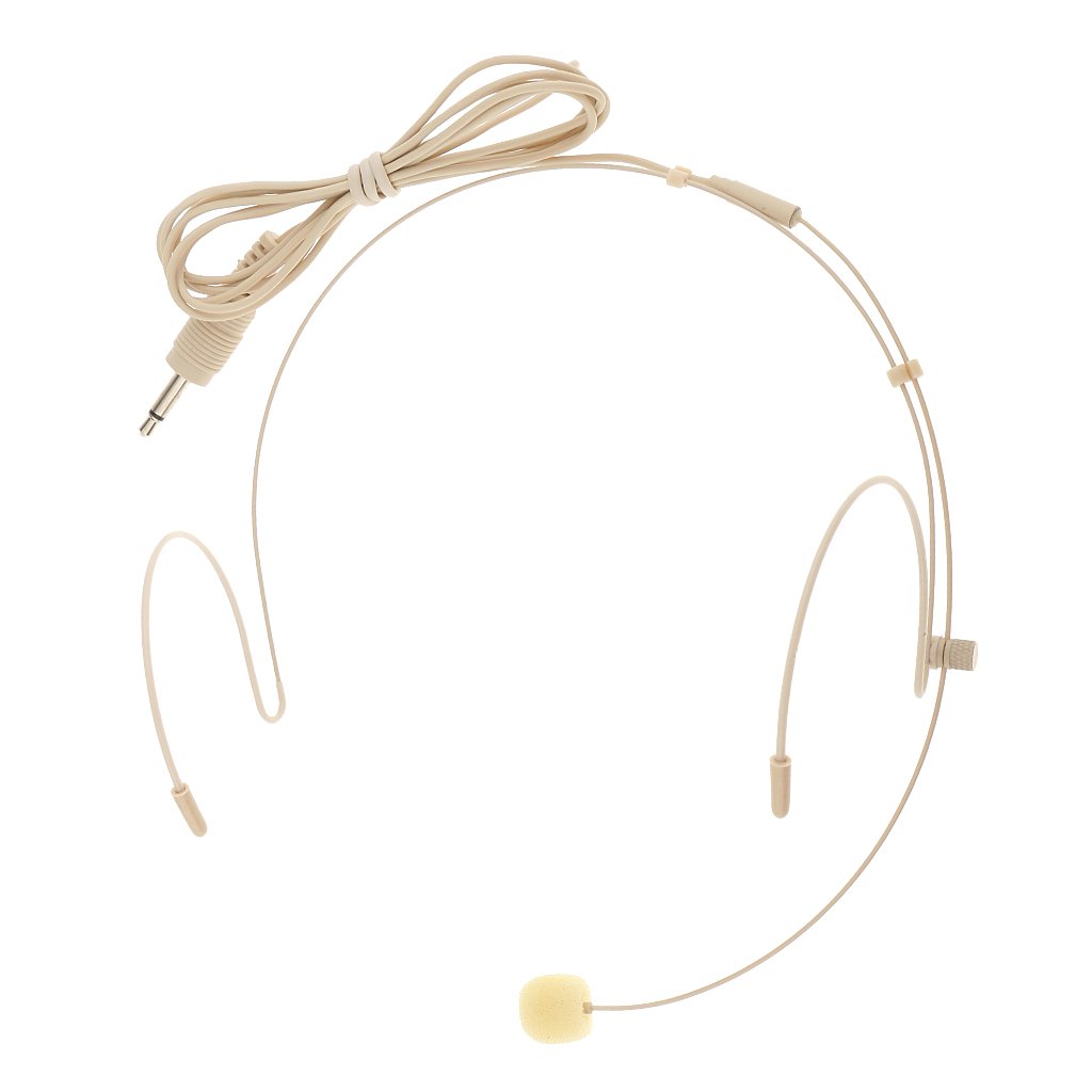 MagiDeal Professionale Gancio Auricolare Microfono A Testa Intestata Microfono Headworn per Palco Case di Culto Presentatori Docenti - Beige-3.5mm